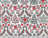 Holiday Flourish - Poinsettia Tree Snowflake Silver Red from Robert Kaufman Fabrics