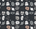 Star Wars Light and Dark - Sketch Heads Black from Camelot Fabrics