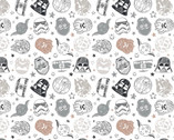 Star Wars Light and Dark - Sketch Heads White from Camelot Fabrics