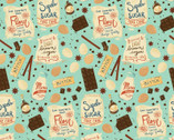 Fall Flavors - Cooking Ingredients Aqua from Paintbrush Studio Fabrics