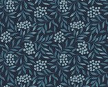 Brensham - Floral Leaves Deep Blue from Lewis and Irene Fabric