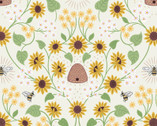 Sunflowers - Bee Hive Cream from Lewis and Irene Fabric