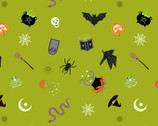 Cast A Spell - Spooky Halloween Green from Lewis and Irene Fabric