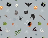 Cast A Spell - Spooky Halloween Lt Grey from Lewis and Irene Fabric