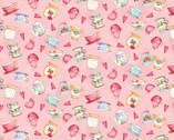 Tweets and Treats - Tea Time Toss Pink from Henry Glass Fabric