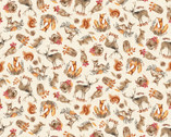 Foliage and Fur Coats - Fall Fauna Animals Cream by Beth Reed from Studio E Fabrics