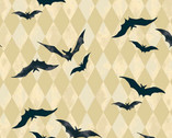 Midnight Haunt - Harlequin Bats Sand from Andover Fabrics