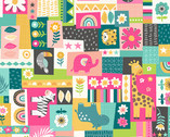 In The Jungle - Montage Pink from Makower UK  Fabric