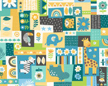 In The Jungle - Montage Blue from Makower UK  Fabric