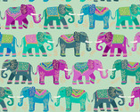 Jaipur - Elephants Teal from Makower UK  Fabric