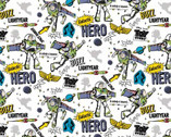 Disney Pixar Toy Story - Buzz Action White from Camelot Fabrics