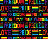 Love to All - Pride Celebration Black from Freckle and Lollie Fabric