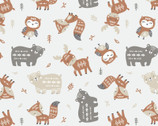 Aztec Woodland Friends Cream FLANNEL from Camelot Fabrics