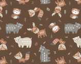 Aztec Woodland Friends Brown FLANNEL from Camelot Fabrics