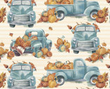 Pumpkin Please - Trucks Cream from 3 Wishes Fabric