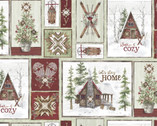 Snowflake Lodge - Items Collage Multi from 3 Wishes Fabric