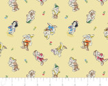 Disney Princess - Snow White Seven Dwarfs Cast Toss Yellow from Camelot Fabrics