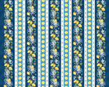 Squeeze the Day - Lemon Stripe Navy Yellow by Rebecca Canale from Studio E Fabrics