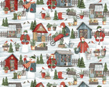 Gardening Snowmen - Gardening Snowmen Allover Lt Blue from Henry Glass Fabric