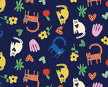 Summer Burst - Cat Party Navy from Felicity Fabrics