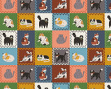 Here Kitty Kitty - Cat Squares Multi from Paintbrush Studio Fabrics