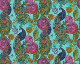 Alluring Peacock - Floral Peacock Aqua Teal from Benartex Fabrics