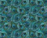 Alluring Peacock - Featherly Feathers Aqua Teal from Benartex Fabrics