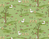 River Romp - Ducks in the Meadow Green from Henry Glass Fabric