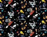 Looney Tunes - Character Toss Black from Camelot Fabrics