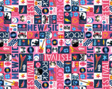 Mew-Sic Legends - Icons Words Pink  from Studio E Fabrics