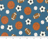 All Star - Kick and Throw Sports Blue 20854 18 from Moda Fabrics