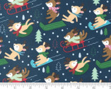 Hello Holidays - Trees Reindeer Sled Dk Blue 35372 15 from Moda Fabrics