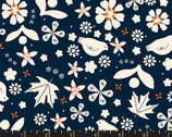 Sugar Maple - Birds Floral Dk Blue RS4091 16 from Ruby Star Society Fabric