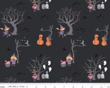 Spooky Schoolhouse - Main Sparkle Charcoal from Riley Blake Fabric