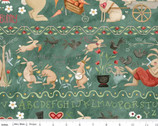 Hop Hop Hooray - Bunny Border Stripe Teal from Riley Blake Fabric