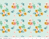 Spring Gardens - Floral Stripe Bouquets Sky Blue from Riley Blake Fabric