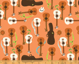 Far Far Away III - Guitars Red Orange from Windham Fabrics