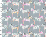 Zebra Dazzle - Zebra Row Gray from 3 Wishes Fabric