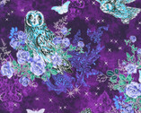 Mystic Moon - Midnight Owls Floral Purple from Robert Kaufman Fabrics