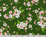 WIshwell Apple Blossom - Floral Forest Green from Robert Kaufman Fabrics