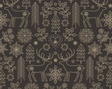 Saariselka - Holiday Motifs Charcoal from Lewis and Irene Fabric