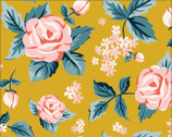 Flower Garden - Romantic Roses Mustard Yellow by Hang Tight Studio from Cloud9 Fabrics