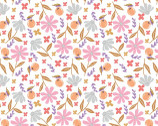 Colorful Blooming - Flower Toss White from Felicity Fabrics