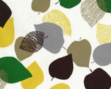 Fit For - Leaves Geometric Green Yellow from Kokka Fabric