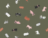 Small Things Countryside - Farm Animals Country Green from Lewis and Irene Fabric