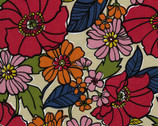 Jambo OXFORD - Geometric Flower Colorful from Kokka Fabric