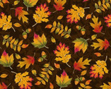 Autumn Glory - Autumn Leaves Dk Brown from Freckle and Lollie Fabric