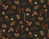 Home Sweet Home - Small Appliqué Flowers Soft Black by Debbie Busby from Henry Glass Fabric