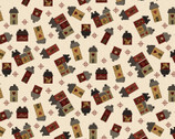 Home Sweet Home - Small House Toss Cream by Debbie Busby from Henry Glass Fabric