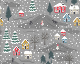 Snow Day FLANNEL - Snow Day Scenery Grey from Lewis and Irene Fabric